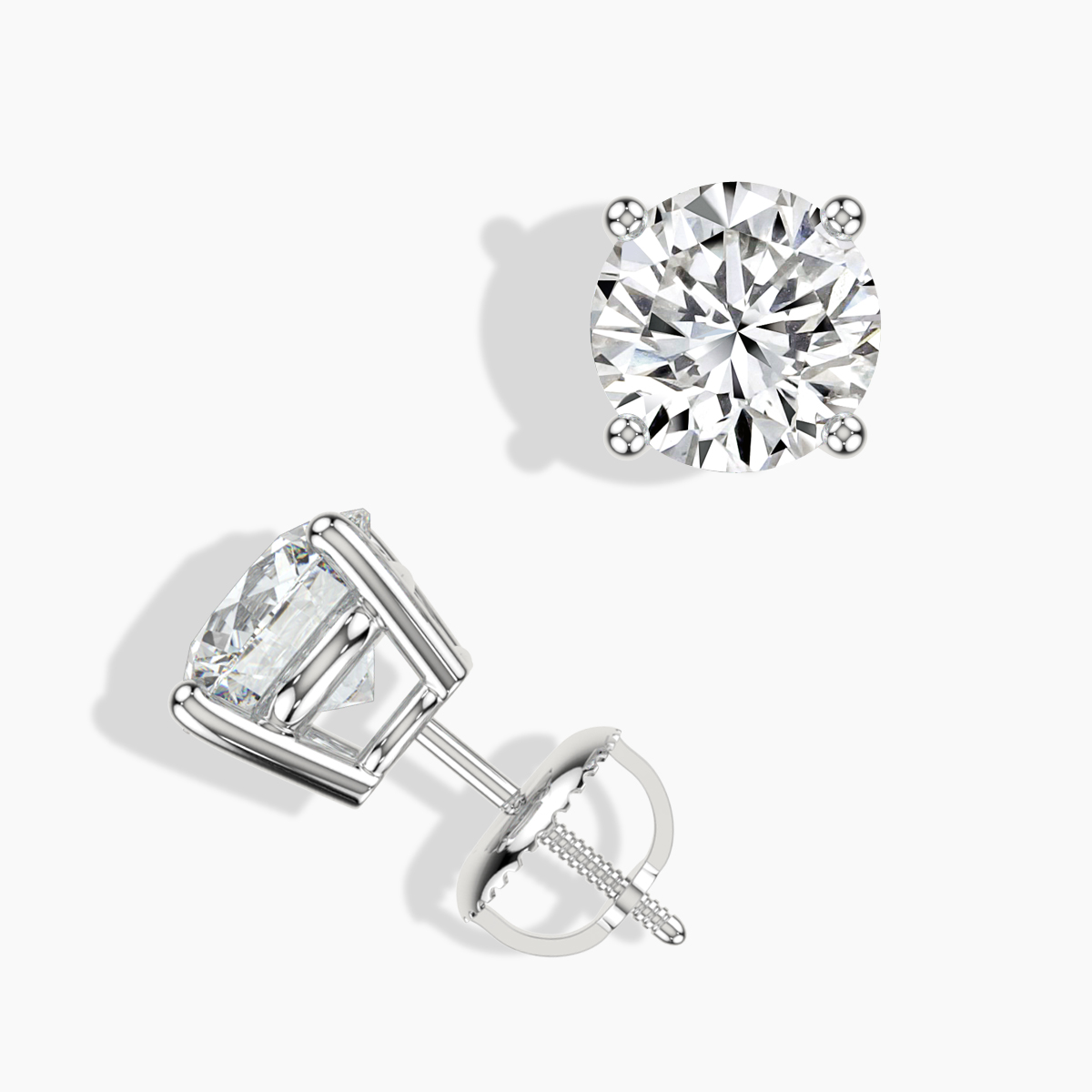 Premium 5 Carat diamond earrings - screw back