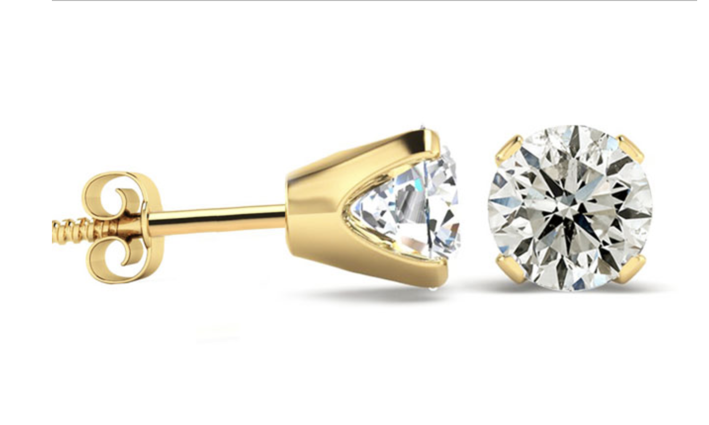 2.00 CTW H Color SI2 Round Diamond Stud Earrings | Basket setting | CaratX Earring Collection